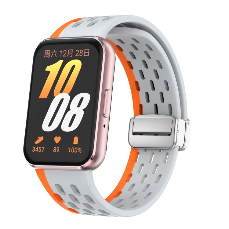 xDfind Mesh Magnetic Silver Buckle Silicone Watch Strap, For Samsung Galaxy Fit 3