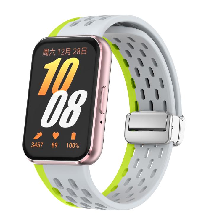 xDfind Mesh Magnetic Silver Buckle Silicone Watch Strap, For Samsung Galaxy Fit 3
