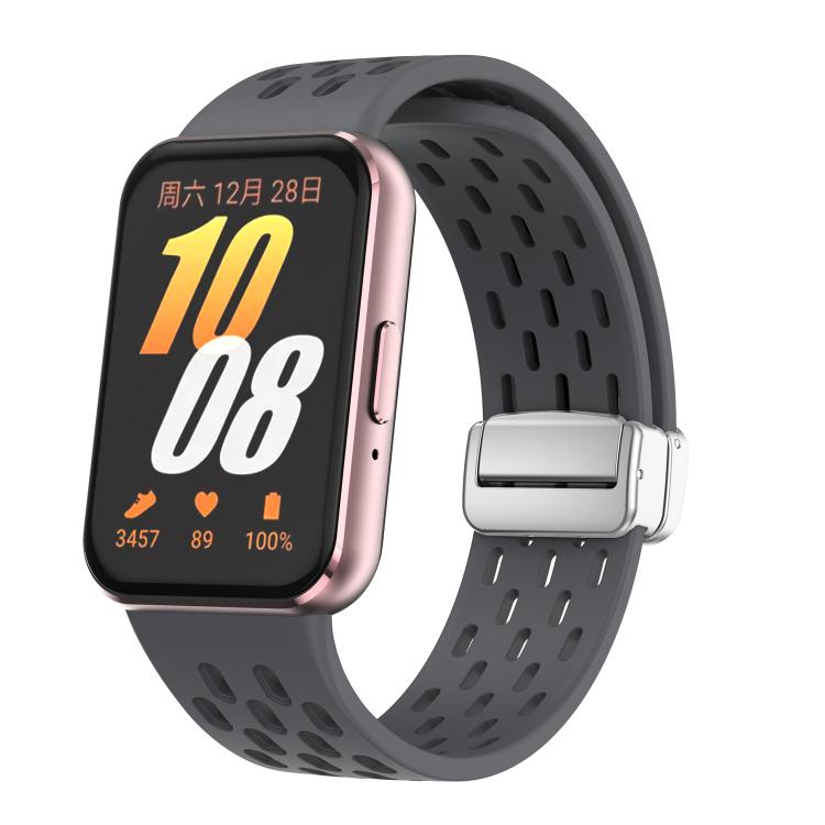 xDfind Mesh Magnetic Silver Buckle Silicone Watch Strap, For Samsung Galaxy Fit 3