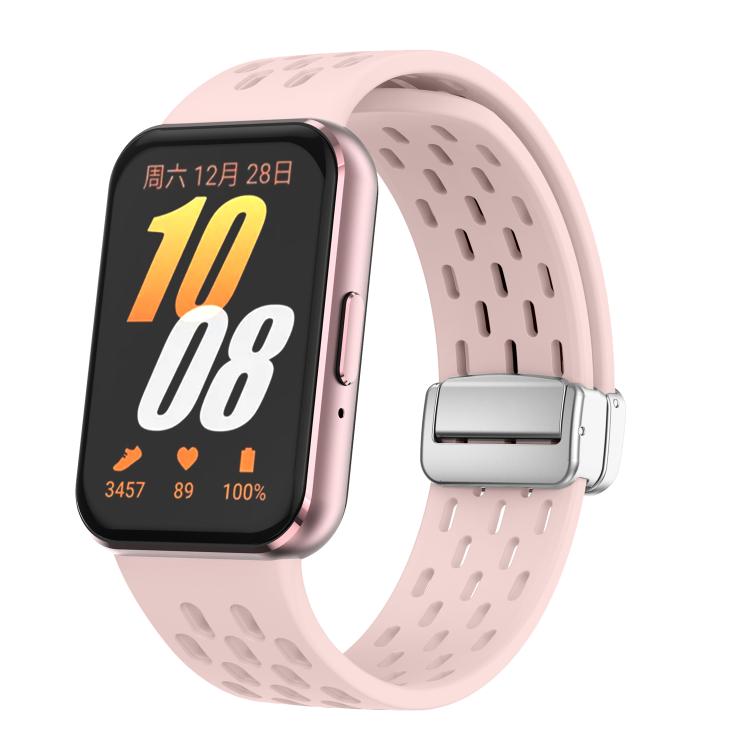xDfind Mesh Magnetic Silver Buckle Silicone Watch Strap, For Samsung Galaxy Fit 3