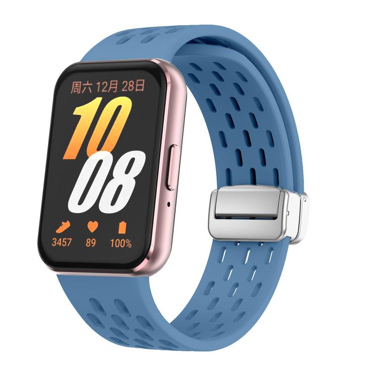 xDfind Mesh Magnetic Silver Buckle Silicone Watch Strap, For Samsung Galaxy Fit 3