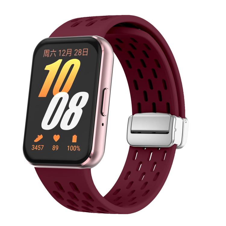 xDfind Mesh Magnetic Silver Buckle Silicone Watch Strap, For Samsung Galaxy Fit 3