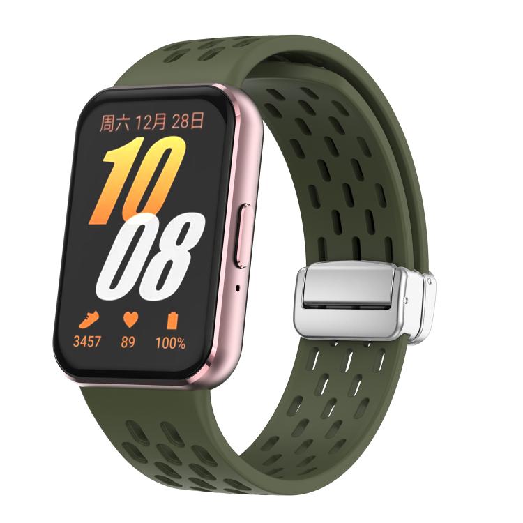 xDfind Mesh Magnetic Silver Buckle Silicone Watch Strap, For Samsung Galaxy Fit 3