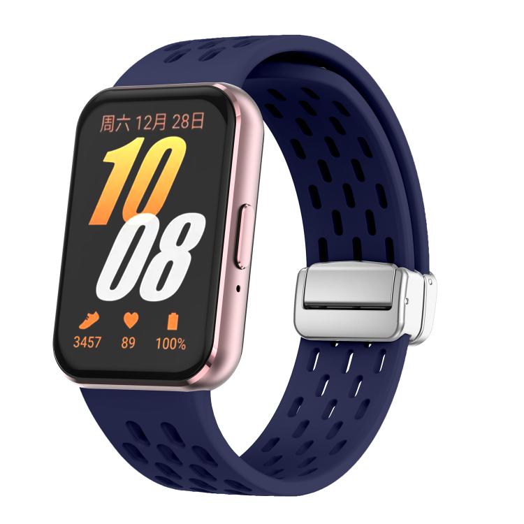 xDfind Mesh Magnetic Silver Buckle Silicone Watch Strap, For Samsung Galaxy Fit 3