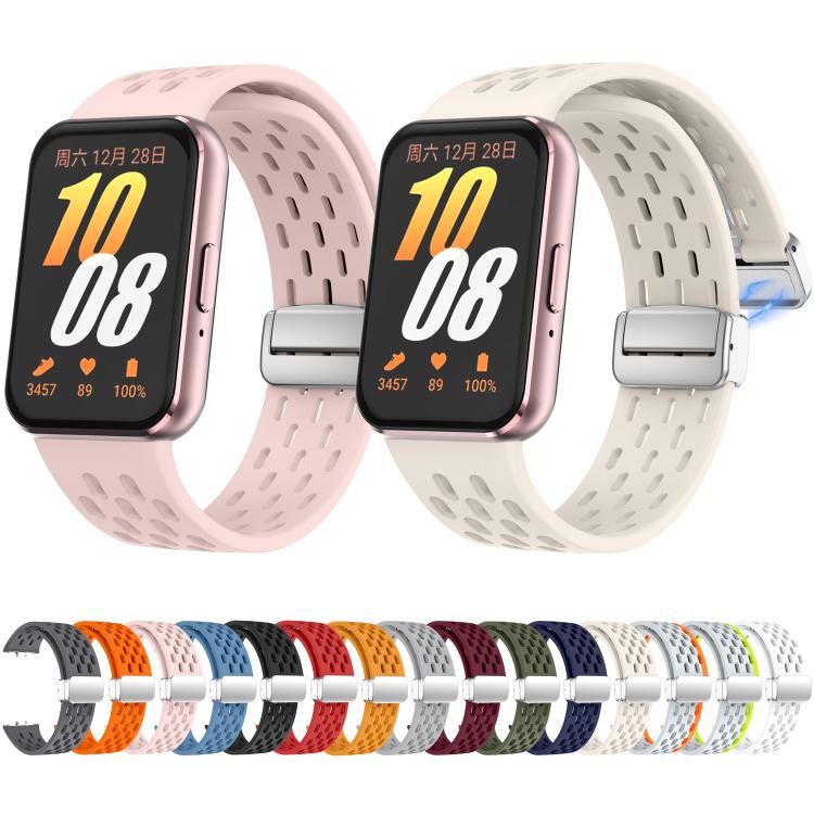 xDfind Mesh Magnetic Silver Buckle Silicone Watch Strap, For Samsung Galaxy Fit 3