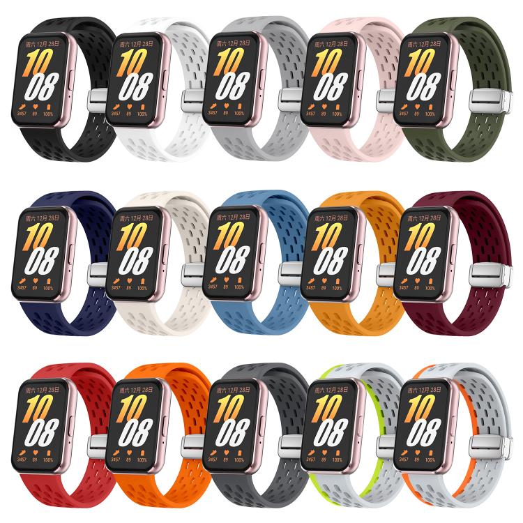 xDfind Mesh Magnetic Silver Buckle Silicone Watch Strap, For Samsung Galaxy Fit 3