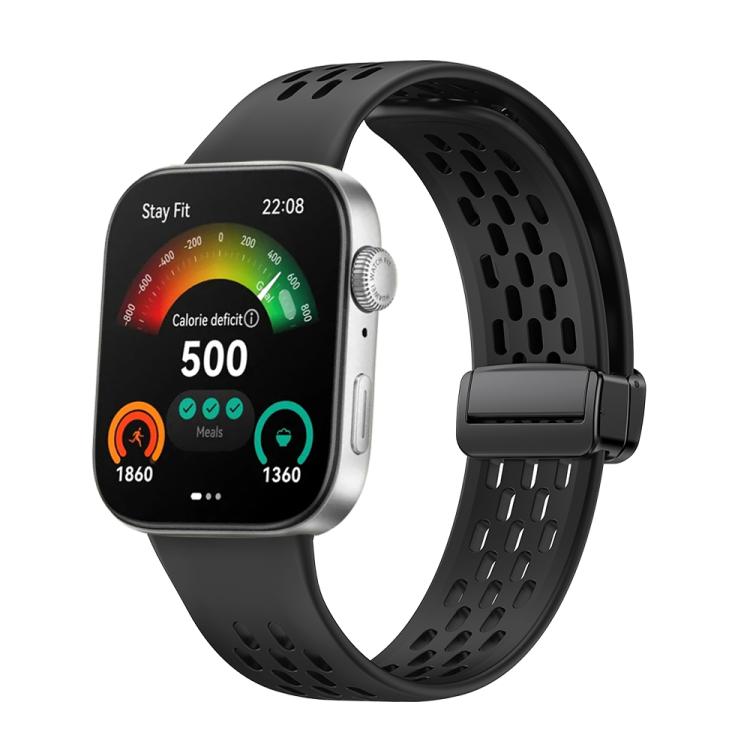 xDfind Hole Style Magnetic Black Buckle Silicone Watch Band, For Huawei Watch Fit4 Pro / Fit4 / Fit3