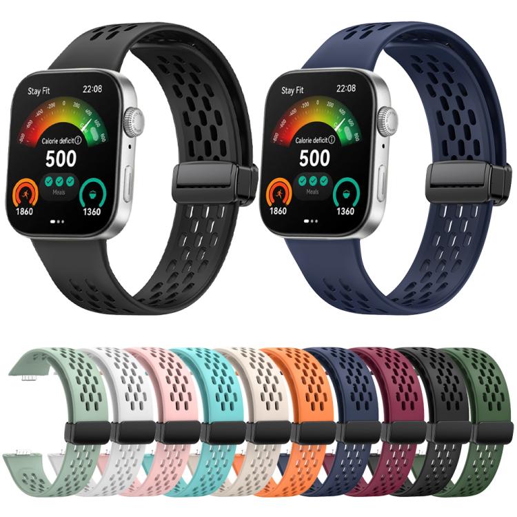 xDfind Hole Style Magnetic Black Buckle Silicone Watch Band, For Huawei Watch Fit4 Pro / Fit4 / Fit3
