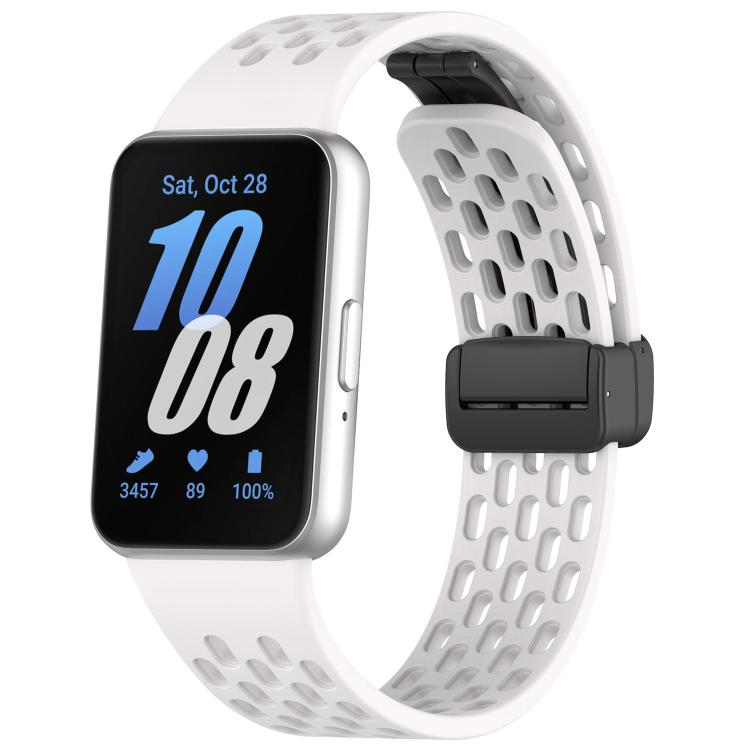 xDfind Hole Style Magnetic Black Buckle Silicone Watch Band, For Samsung Galaxy Fit3