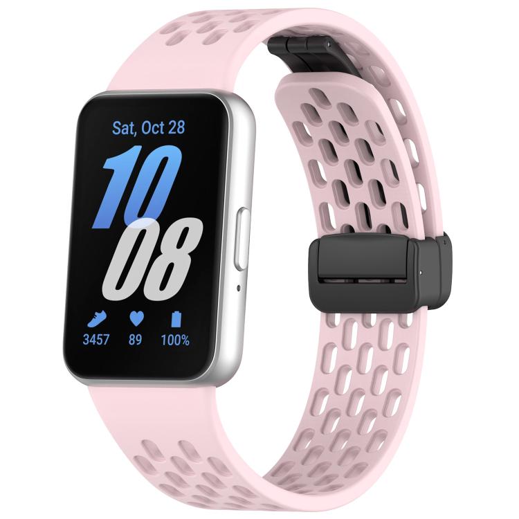 xDfind Hole Style Magnetic Black Buckle Silicone Watch Band, For Samsung Galaxy Fit3