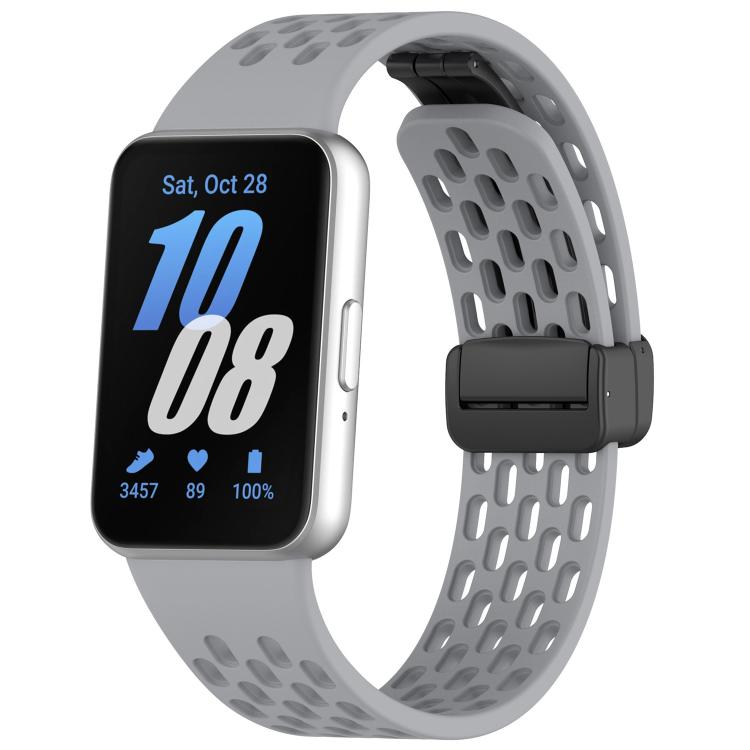 xDfind Hole Style Magnetic Black Buckle Silicone Watch Band, For Samsung Galaxy Fit3