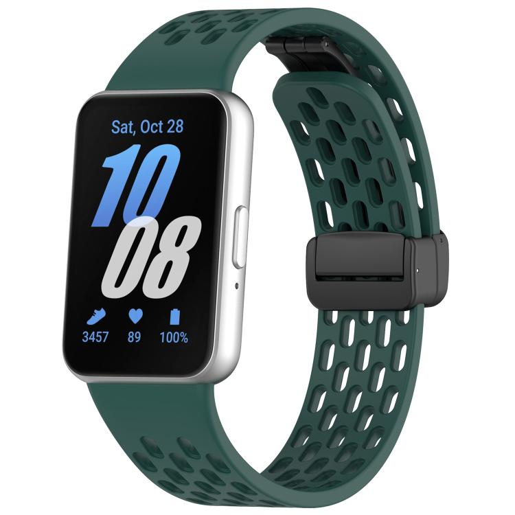 xDfind Hole Style Magnetic Black Buckle Silicone Watch Band, For Samsung Galaxy Fit3