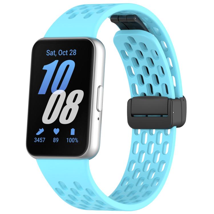 xDfind Hole Style Magnetic Black Buckle Silicone Watch Band, For Samsung Galaxy Fit3