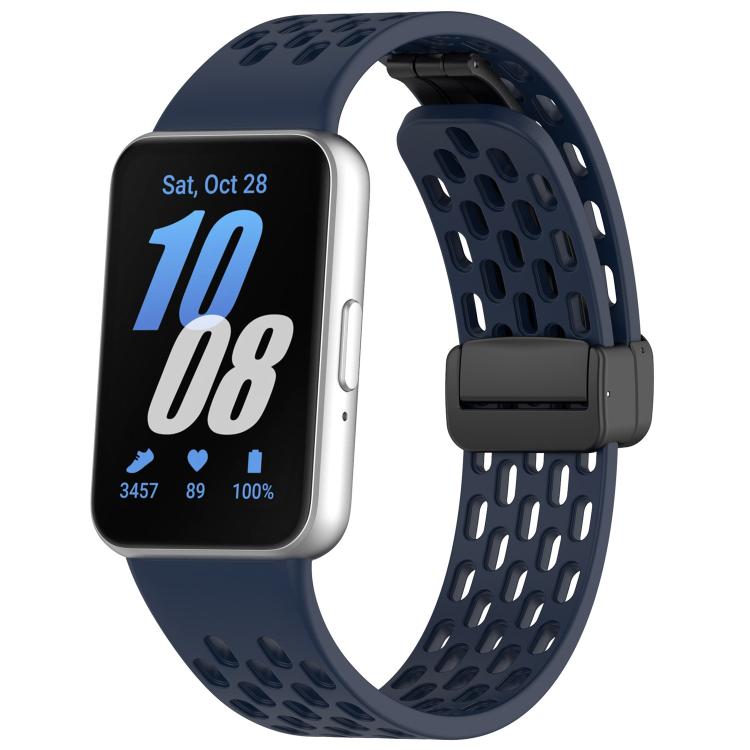xDfind Hole Style Magnetic Black Buckle Silicone Watch Band, For Samsung Galaxy Fit3