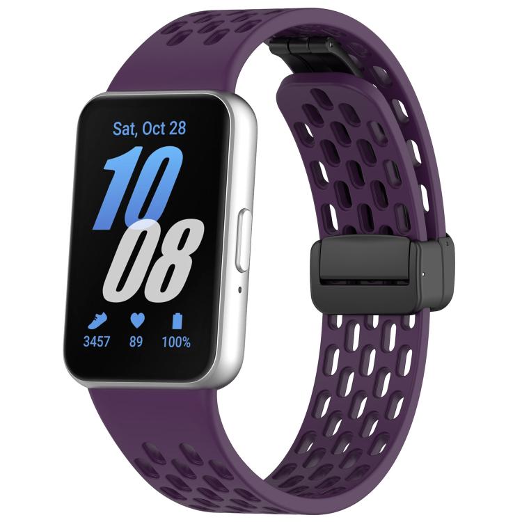 xDfind Hole Style Magnetic Black Buckle Silicone Watch Band, For Samsung Galaxy Fit3