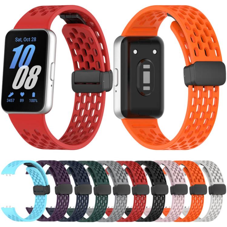 xDfind Hole Style Magnetic Black Buckle Silicone Watch Band, For Samsung Galaxy Fit3