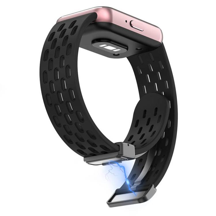 xDfind Hole Style Magnetic Black Buckle Silicone Watch Band