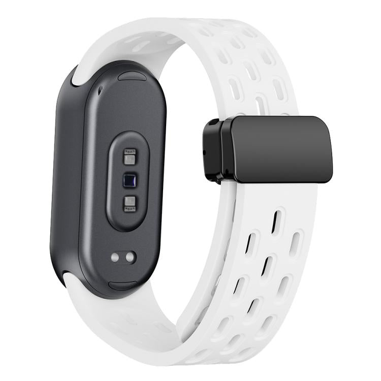 xDfind Holes Magnetic Black Buckle Silicone Watch Band, For Xiaomi Smart Band 10 / 9 / 8