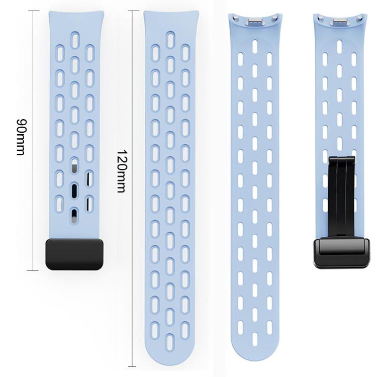 xDfind Holes Magnetic Black Buckle Silicone Watch Band, For Xiaomi Smart Band 10 / 9 / 8