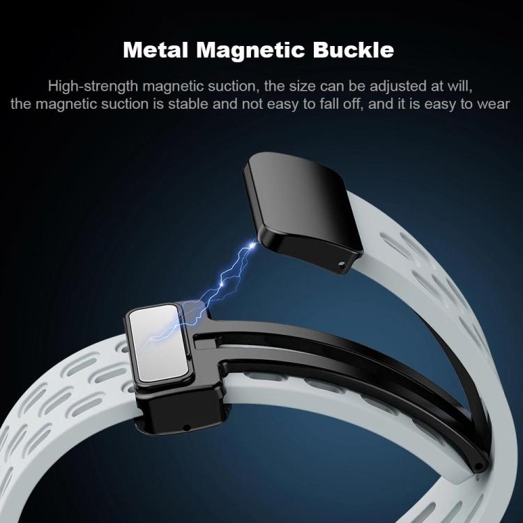 xDfind Holes Magnetic Black Buckle Silicone Watch Band, For Xiaomi Smart Band 10 / 9 / 8
