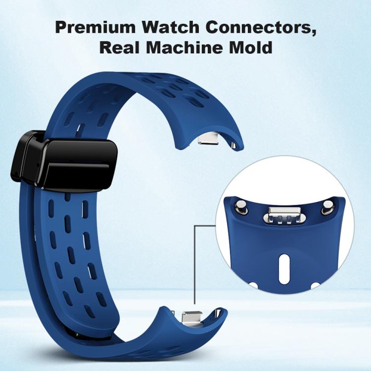 xDfind Holes Magnetic Black Buckle Silicone Watch Band, For Xiaomi Smart Band 10 / 9 / 8