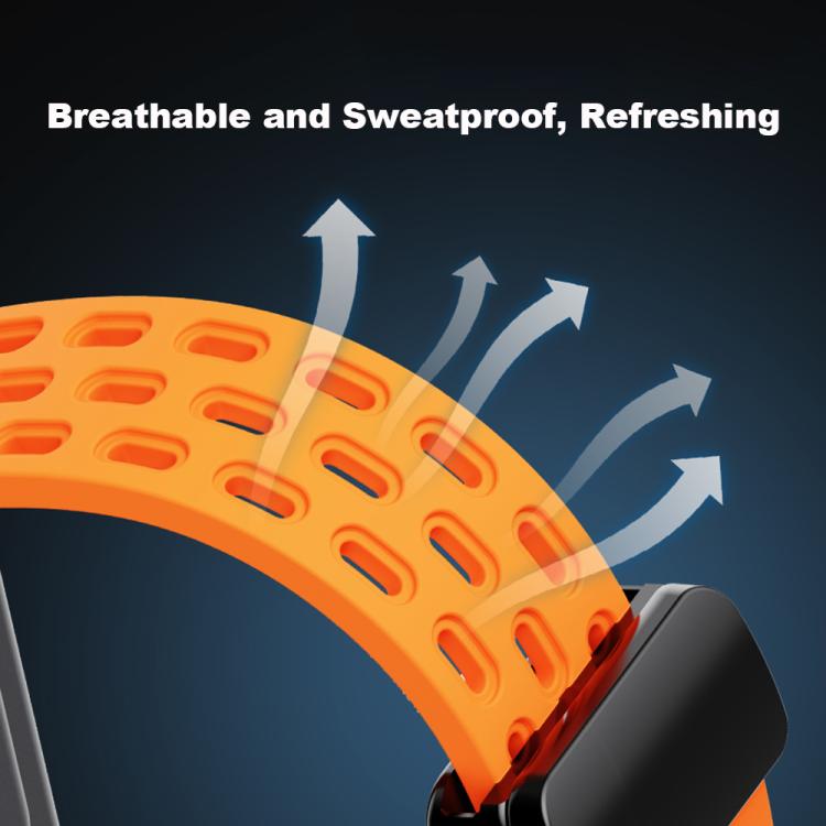 xDfind Holes Magnetic Black Buckle Silicone Watch Band, For Xiaomi Smart Band 10 / 9 / 8