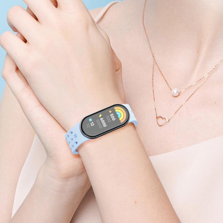 xDfind Holes Magnetic Black Buckle Silicone Watch Band, For Xiaomi Smart Band 10 / 9 / 8