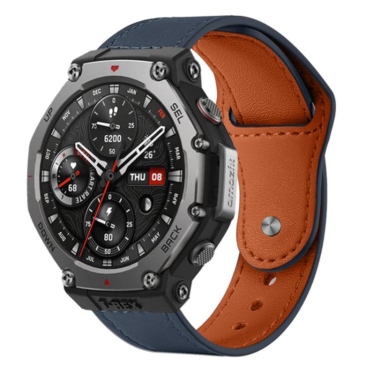xDfind Rivet Buckle Genuine Leather Watch Band, For Amazfit T-Rex 3