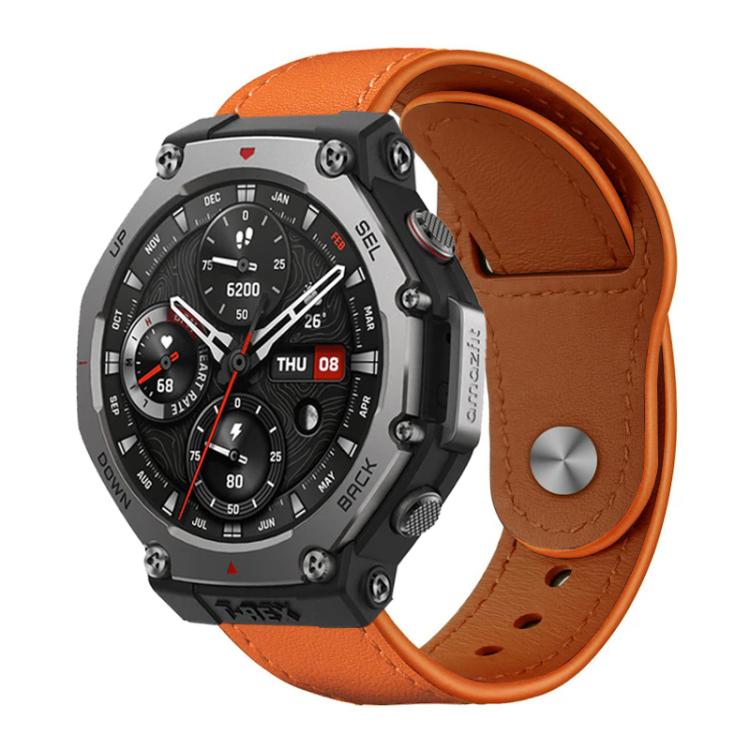 xDfind Rivet Buckle Genuine Leather Watch Band, For Amazfit T-Rex 3