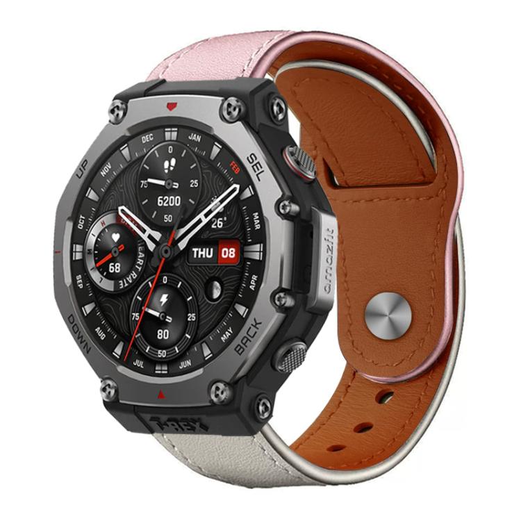 xDfind Rivet Buckle Genuine Leather Watch Band, For Amazfit T-Rex 3
