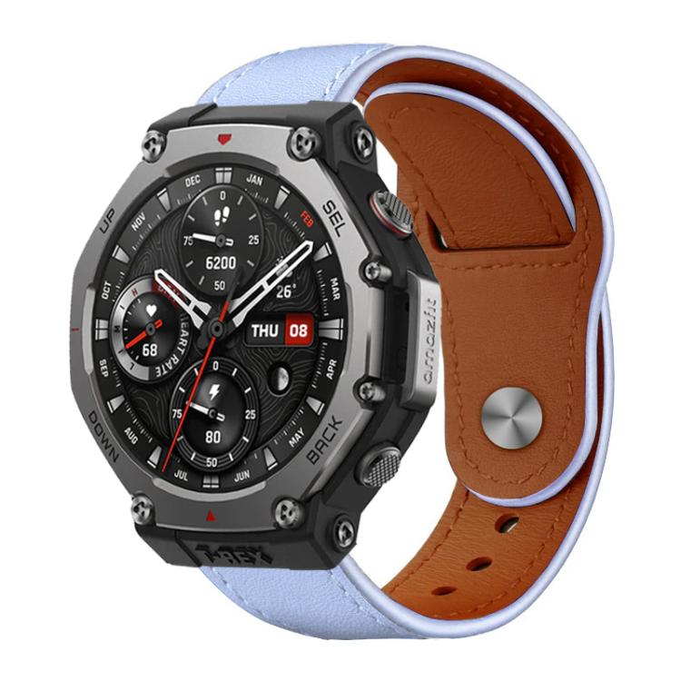 xDfind Rivet Buckle Genuine Leather Watch Band, For Amazfit T-Rex 3