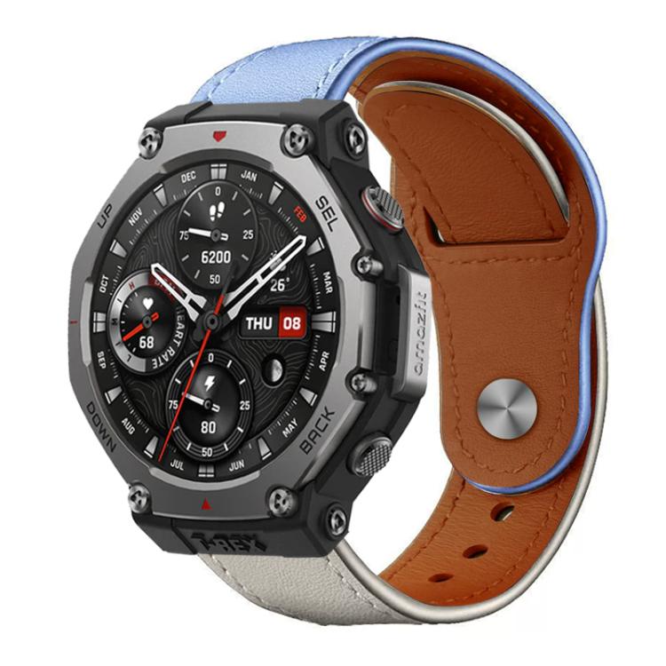 xDfind Rivet Buckle Genuine Leather Watch Band, For Amazfit T-Rex 3