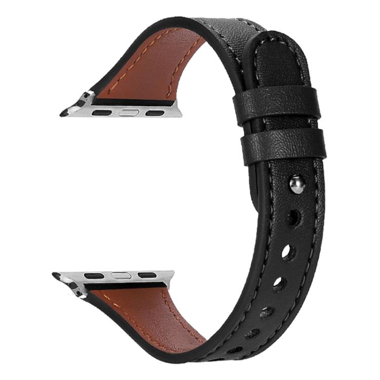 xDfind Double Ring Single Rivet Genuine Leather Watch Band, For Apple Watch 42 / 44 / 45 / 46 / 49mm