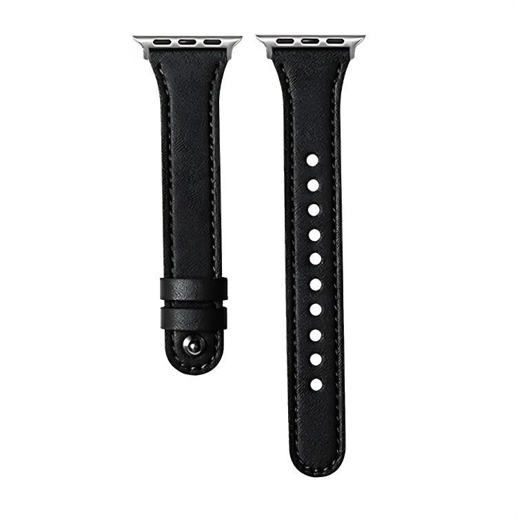 xDfind Double Ring Single Rivet Genuine Leather Watch Band, For Apple Watch 42 / 44 / 45 / 46 / 49mm