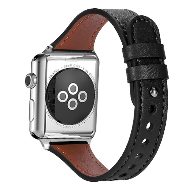 xDfind Double Ring Single Rivet Genuine Leather Watch Band, For Apple Watch 42 / 44 / 45 / 46 / 49mm