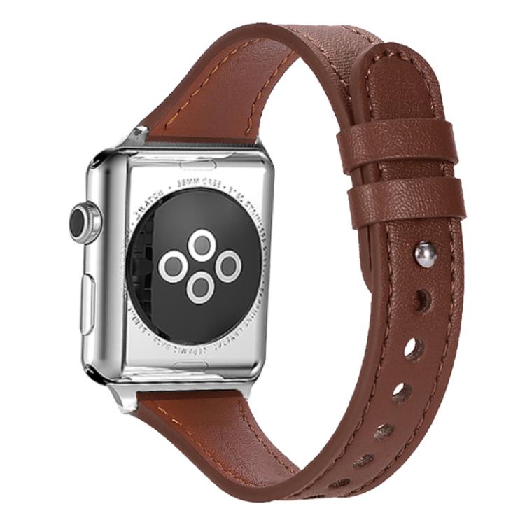 xDfind Double Ring Single Rivet Genuine Leather Watch Band, For Apple Watch 42 / 44 / 45 / 46 / 49mm