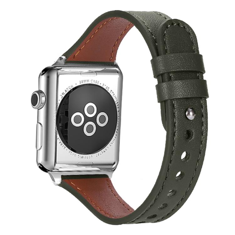 xDfind Double Ring Single Rivet Genuine Leather Watch Band, For Apple Watch 38 / 40 / 41 / S10 42mm