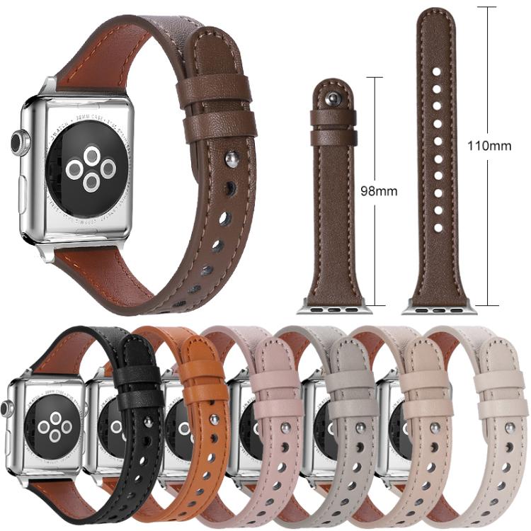 xDfind Double Ring Single Rivet Genuine Leather Watch Band, For Apple Watch 38 / 40 / 41 / S10 42mm