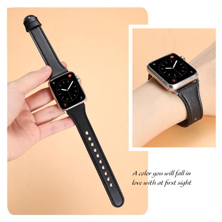 xDfind Double Ring Single Rivet Genuine Leather Watch Band, For Apple Watch 38 / 40 / 41 / S10 42mm