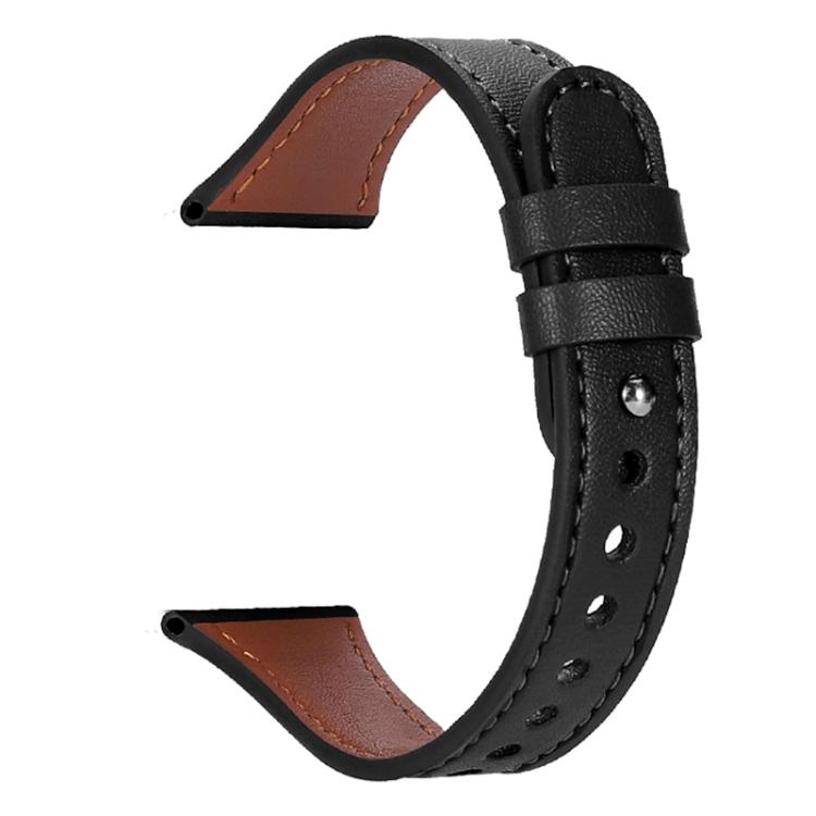 xDfind Double Ring Single Rivet Genuine Leather Watch Band, 22mm