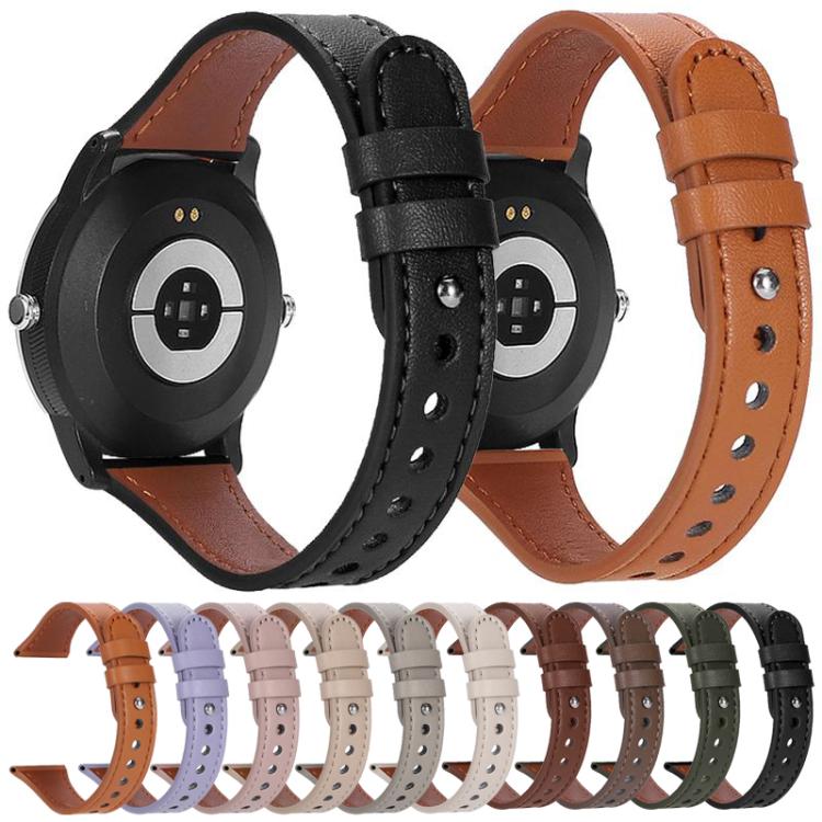 xDfind Double Ring Single Rivet Genuine Leather Watch Band, 22mm