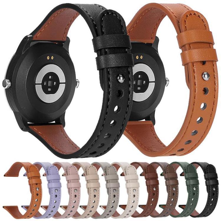 xDfind Double Ring Single Rivet Genuine Leather Watch Band, 22mm