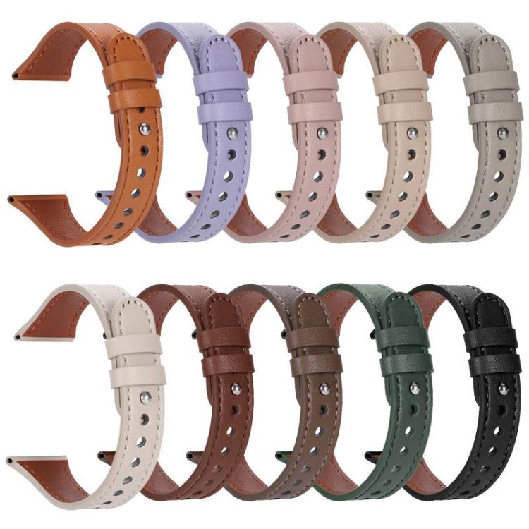 xDfind Double Ring Single Rivet Genuine Leather Watch Band, 20mm