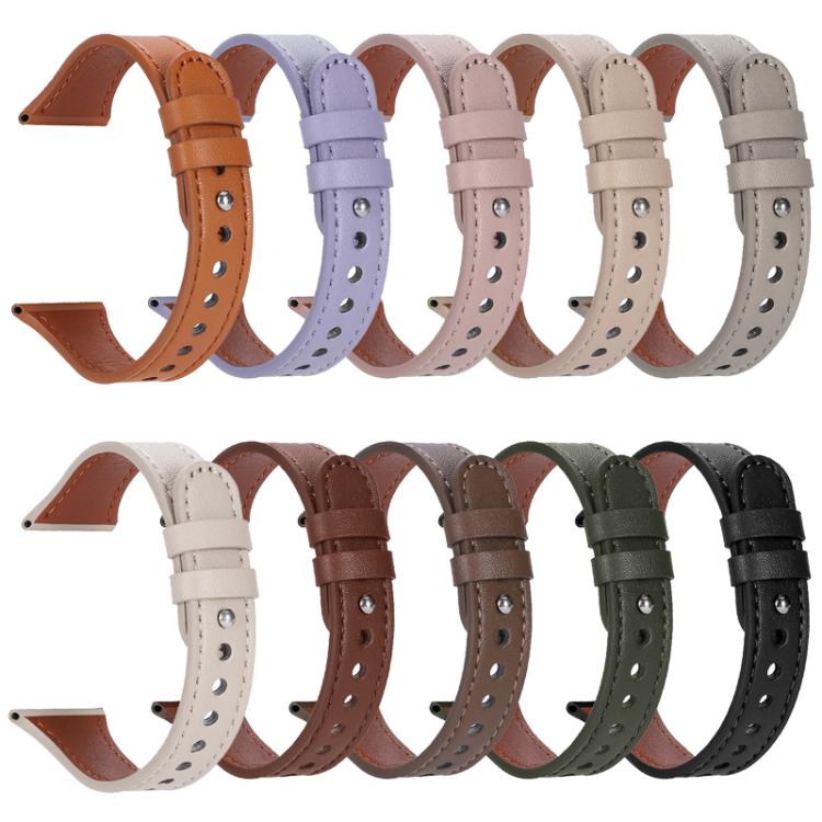 xDfind Double Ring Single Rivet Genuine Leather Watch Band, 20mm