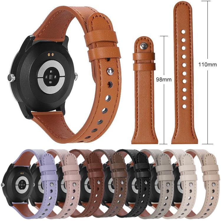 xDfind Double Ring Single Rivet Genuine Leather Watch Band, 20mm