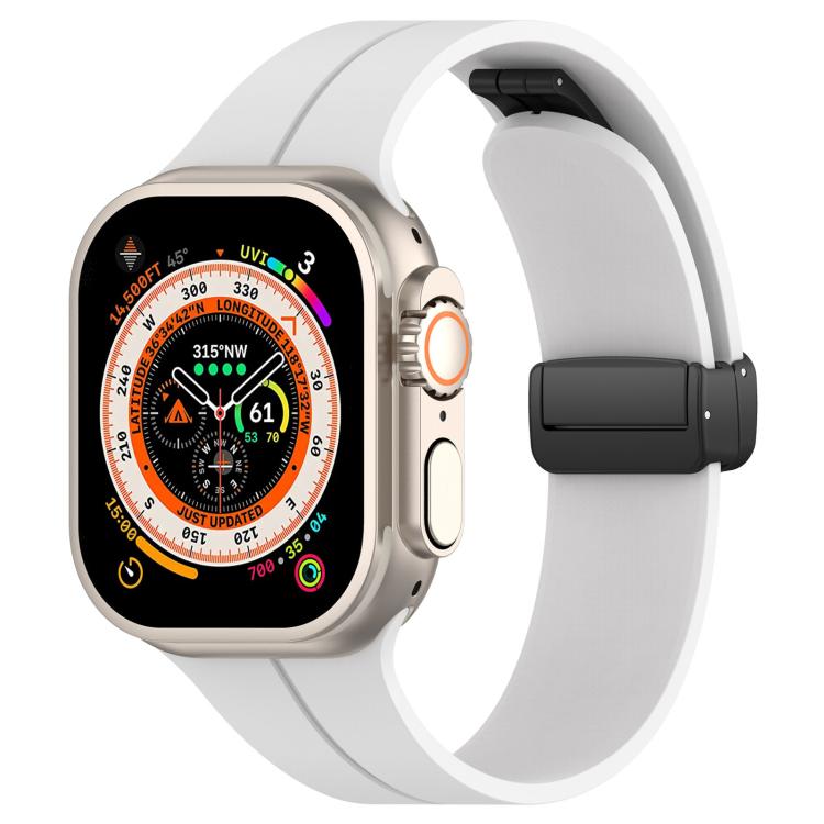 xDfind  Flat Head Groove Folding Black Buckle Silicone Watch Band, For Apple Watch 42 / 44 / 45 / 46 / 49mm