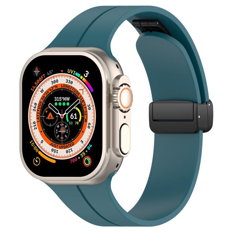 xDfind  Flat Head Groove Folding Black Buckle Silicone Watch Band, For Apple Watch 42 / 44 / 45 / 46 / 49mm