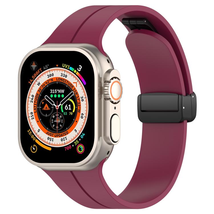 xDfind  Flat Head Groove Folding Black Buckle Silicone Watch Band, For Apple Watch 42 / 44 / 45 / 46 / 49mm