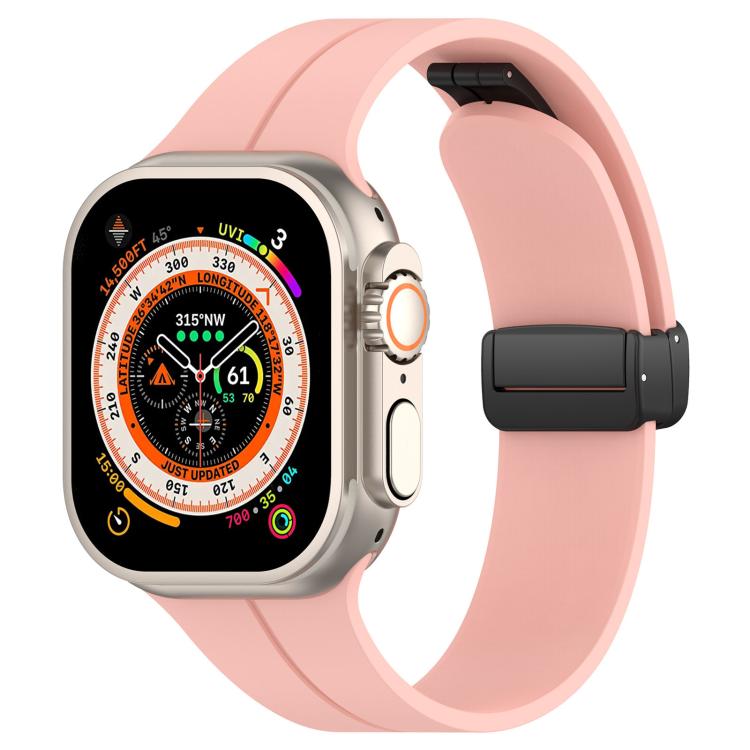 xDfind  Flat Head Groove Folding Black Buckle Silicone Watch Band, For Apple Watch 42 / 44 / 45 / 46 / 49mm