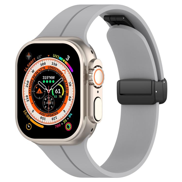 xDfind  Flat Head Groove Folding Black Buckle Silicone Watch Band, For Apple Watch 42 / 44 / 45 / 46 / 49mm